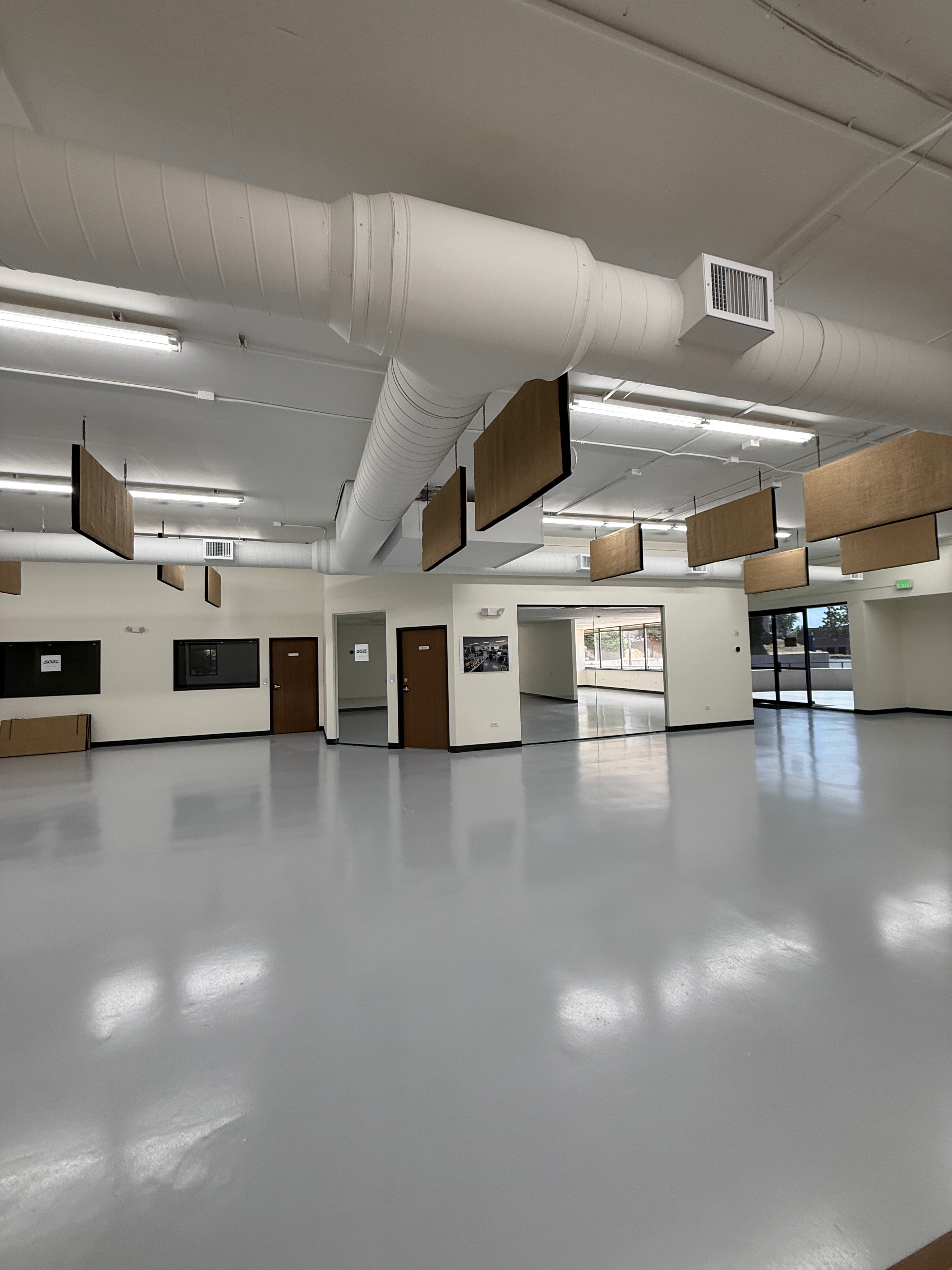 SO2L event space - open floor plan with acoustic panels